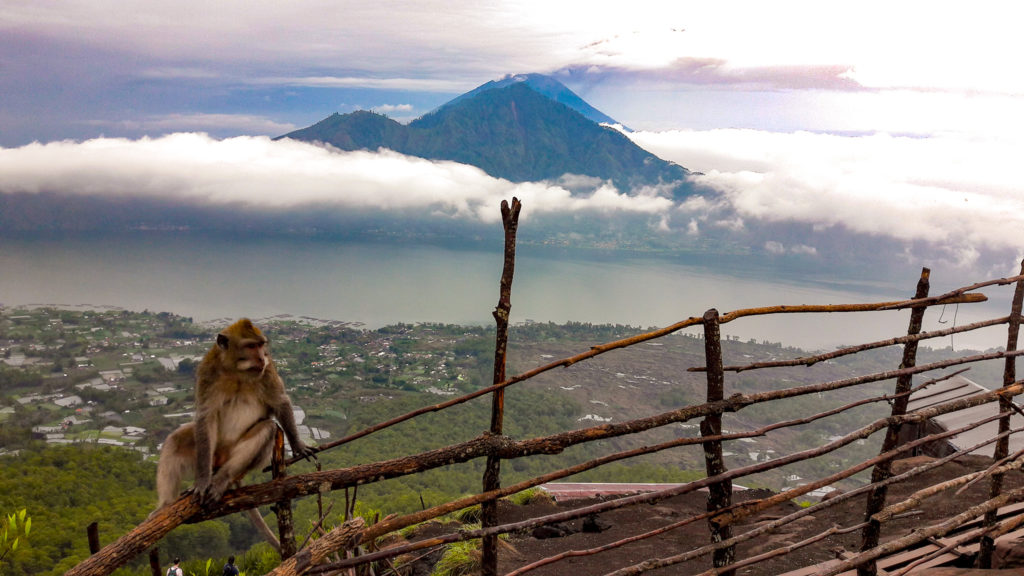 Вид на вулкан Агунг с вулкана Батур